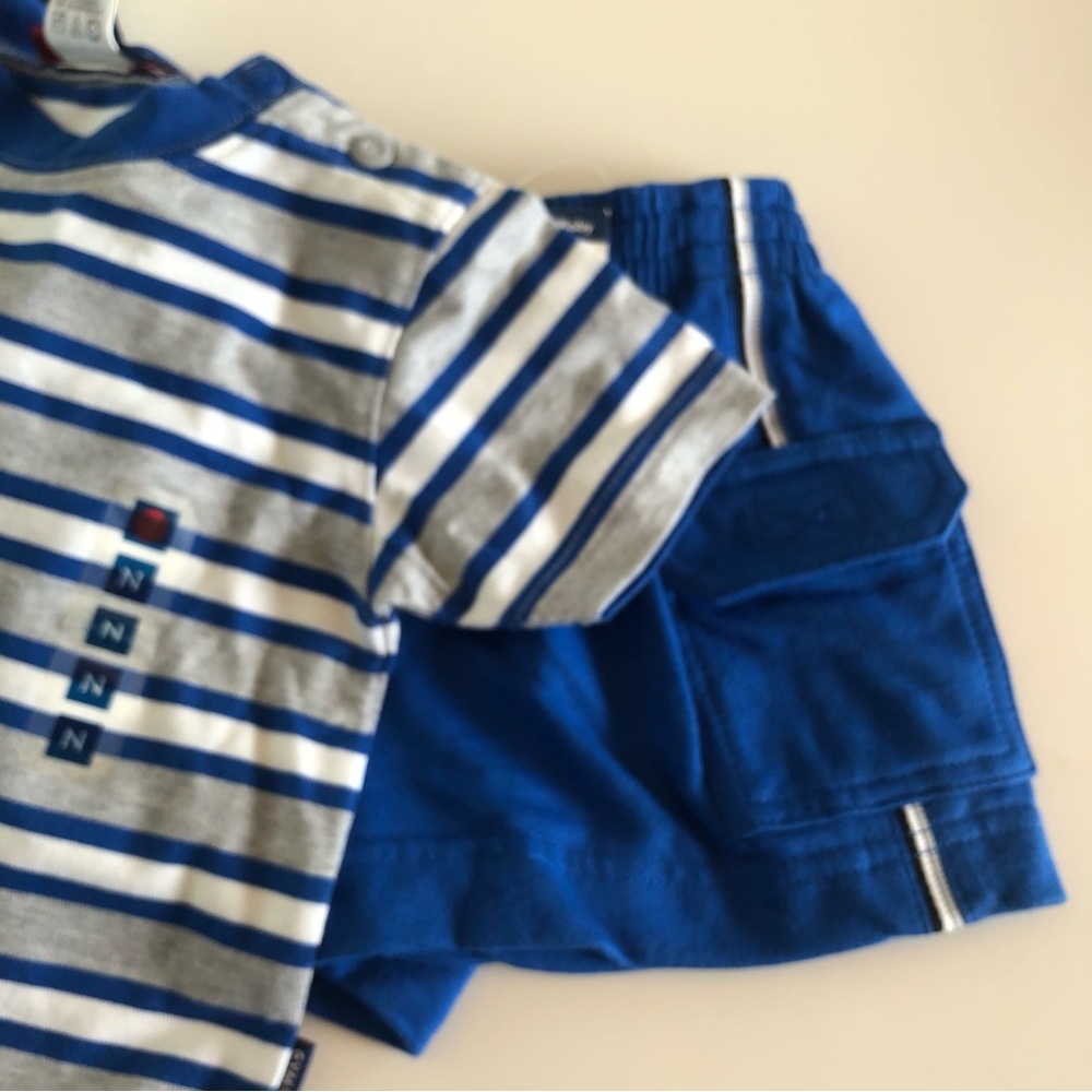 Vintage Gymboree ‘98 Boy’s 3-6 Months Newborn 2 Pc SURF CAMP Blue Shirt Shorts